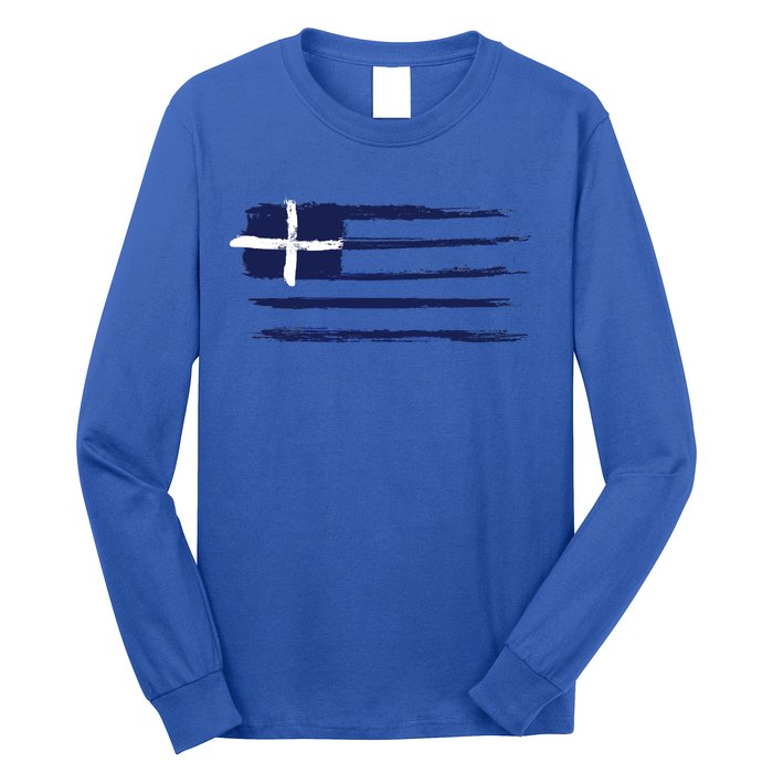 Vintage Greece Flag Long Sleeve Shirt