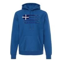 Vintage Greece Flag Premium Hoodie