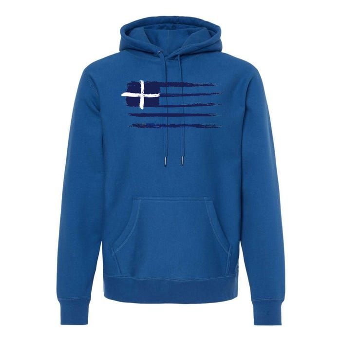 Vintage Greece Flag Premium Hoodie