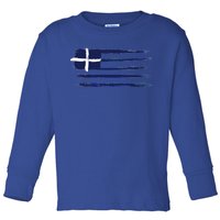 Vintage Greece Flag Toddler Long Sleeve Shirt