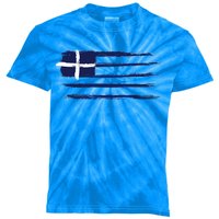 Vintage Greece Flag Kids Tie-Dye T-Shirt