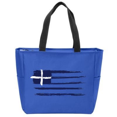 Vintage Greece Flag Zip Tote Bag