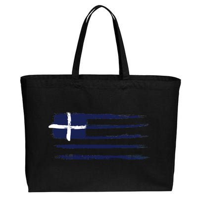 Vintage Greece Flag Cotton Canvas Jumbo Tote