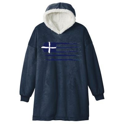 Vintage Greece Flag Hooded Wearable Blanket