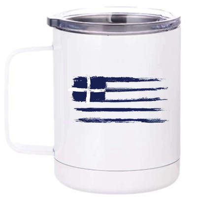 Vintage Greece Flag 12 oz Stainless Steel Tumbler Cup