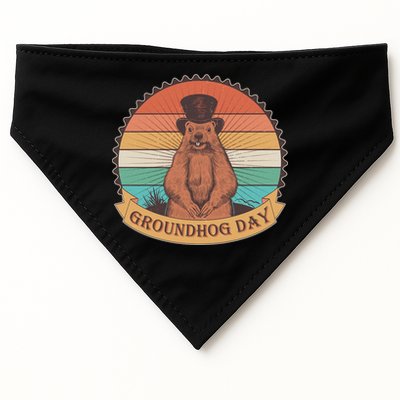 Vintage Groundhog Day Emblem USA-Made Doggie Bandana
