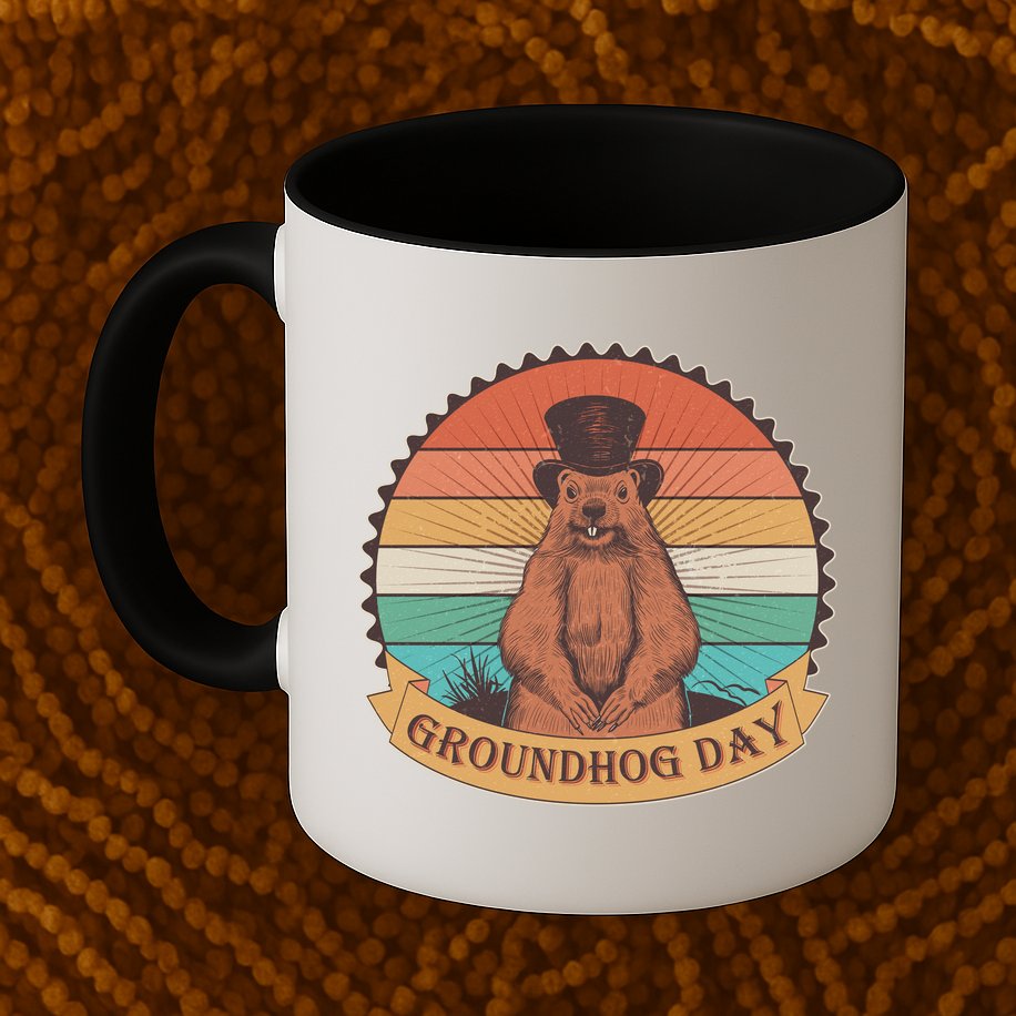 Vintage Groundhog Day Emblem Mug
