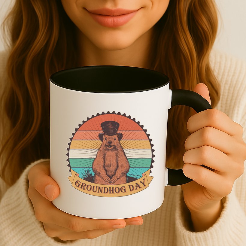 Vintage Groundhog Day Emblem Mug