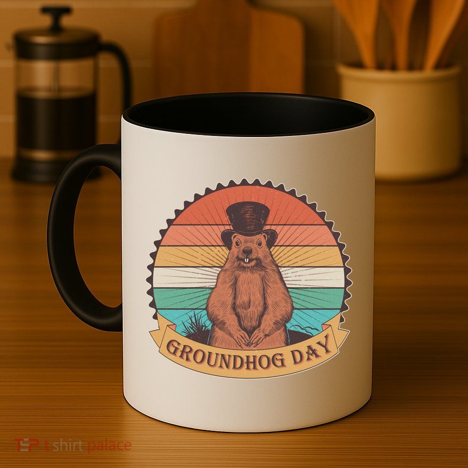 Vintage Groundhog Day Emblem Mug