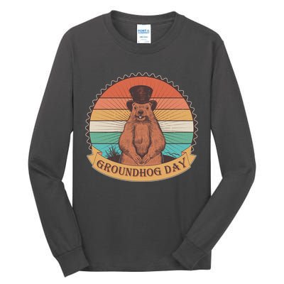 Vintage Groundhog Day Emblem Tall Long Sleeve T-Shirt