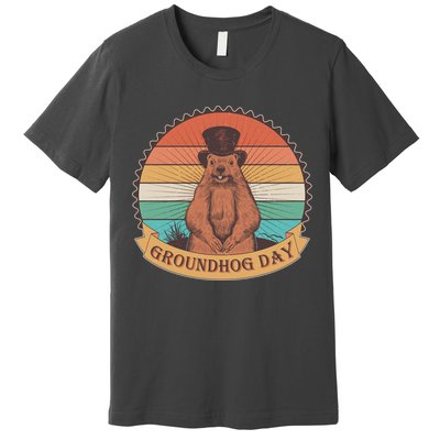 Vintage Groundhog Day Emblem Premium T-Shirt