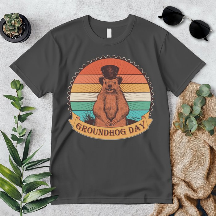 Vintage Groundhog Day Emblem Premium T-Shirt