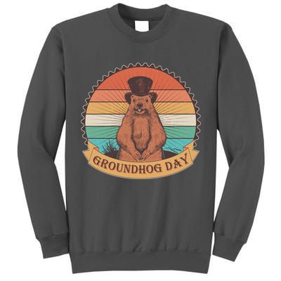 Vintage Groundhog Day Emblem Tall Sweatshirt