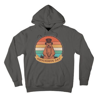 Vintage Groundhog Day Emblem Tall Hoodie