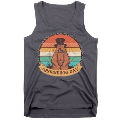 Vintage Groundhog Day Emblem Tank Top