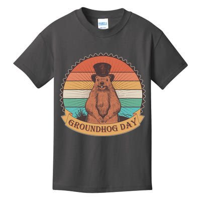 Vintage Groundhog Day Emblem Kids T-Shirt