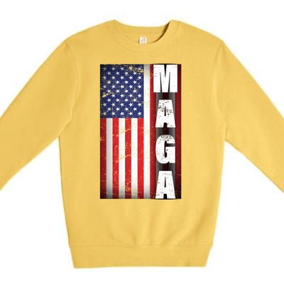 Vintage Grunge MAGA American Flag Premium Crewneck Sweatshirt