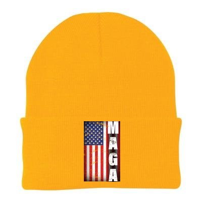 Vintage Grunge MAGA American Flag Knit Cap Winter Beanie