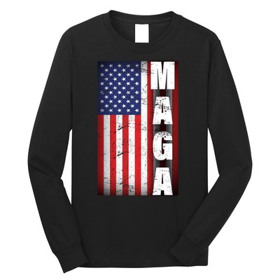 Vintage Grunge MAGA American Flag Long Sleeve Shirt