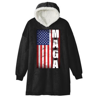 Vintage Grunge MAGA American Flag Hooded Wearable Blanket