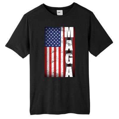 Vintage Grunge MAGA American Flag Tall Fusion ChromaSoft Performance T-Shirt