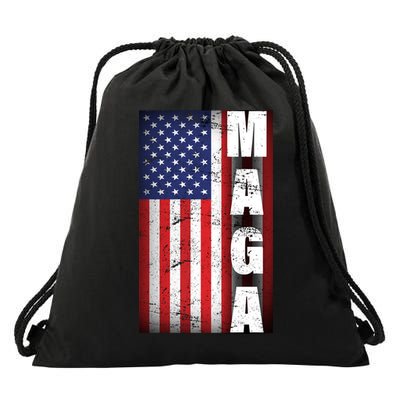 Vintage Grunge MAGA American Flag Drawstring Bag