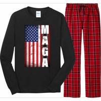 Vintage Grunge MAGA American Flag Long Sleeve Pajama Set