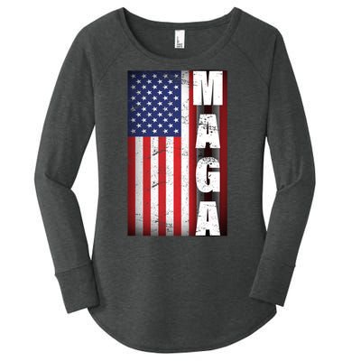 Vintage Grunge MAGA American Flag Women's Perfect Tri Tunic Long Sleeve Shirt