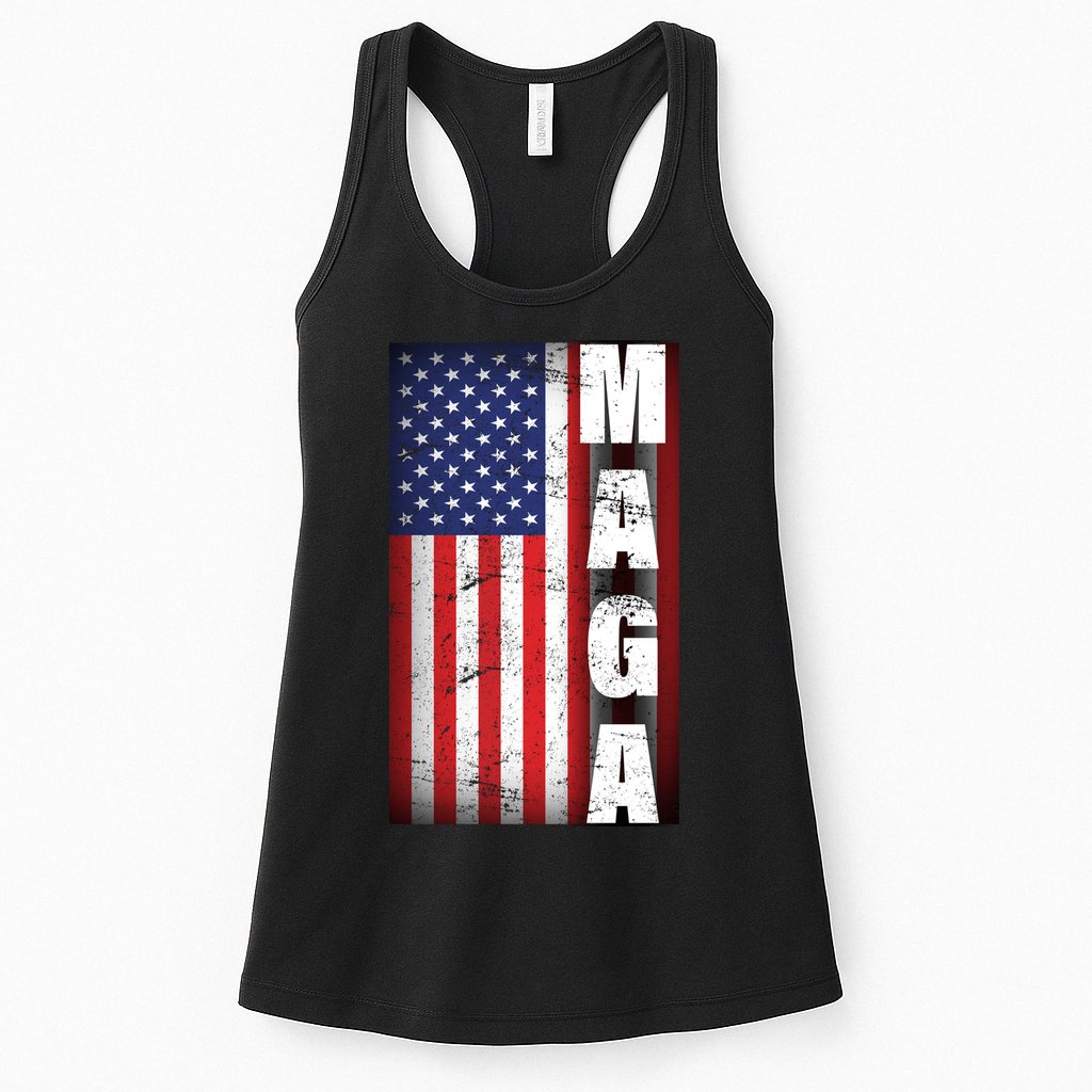 Vintage Grunge MAGA American Flag Womens Tank Top