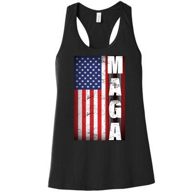 Vintage Grunge MAGA American Flag Women's Racerback Tank