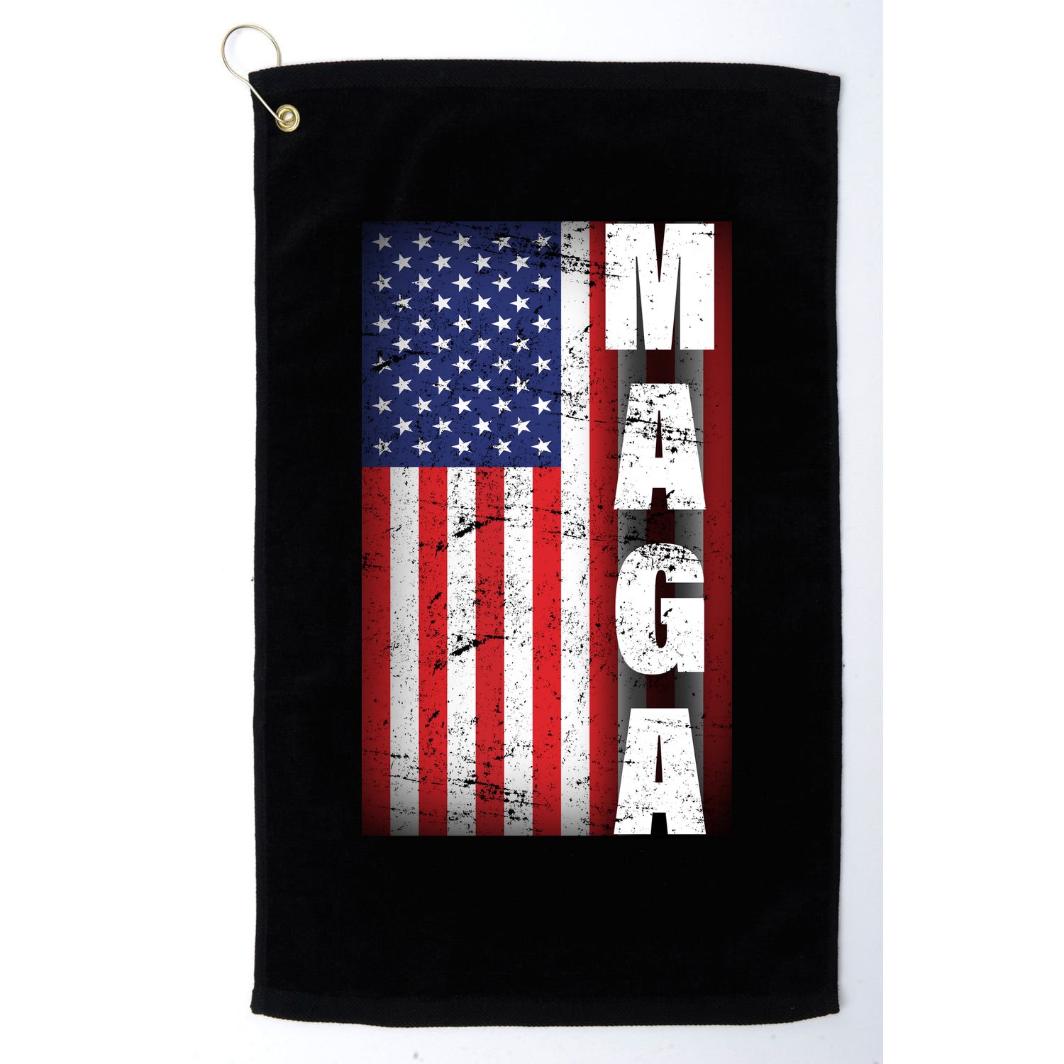 Vintage Grunge MAGA American Flag Golf Towel