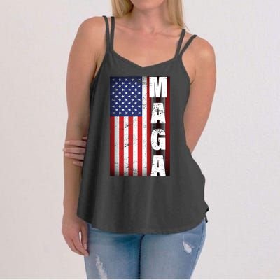 Vintage Grunge MAGA American Flag Women's Strappy Tank