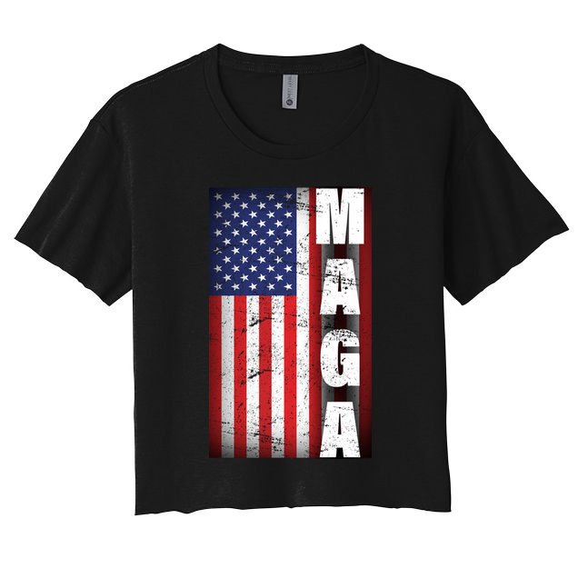 Vintage Grunge MAGA American Flag Crop Top