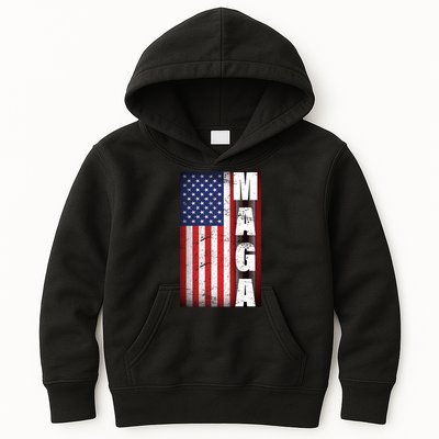 Vintage Grunge MAGA American Flag Kids Hoodie