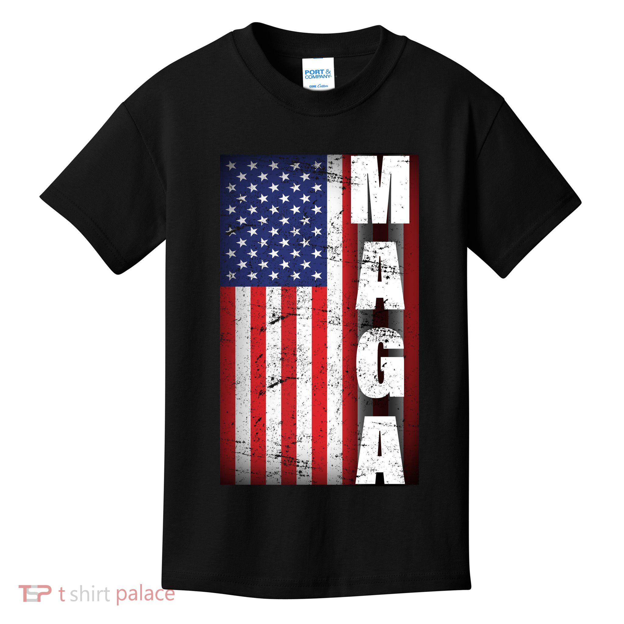 Vintage Grunge MAGA American Flag Kids T-Shirt