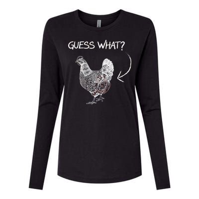 Vintage Guess What Chicken Butt Funny Womens Cotton Relaxed Long Sleeve T-Shirt