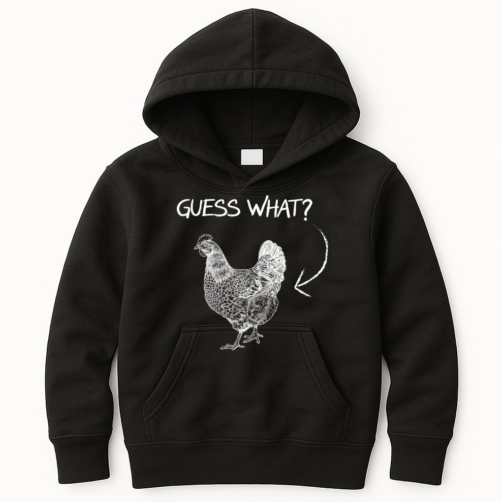 Vintage Guess What Chicken Butt Funny Kids Hoodie