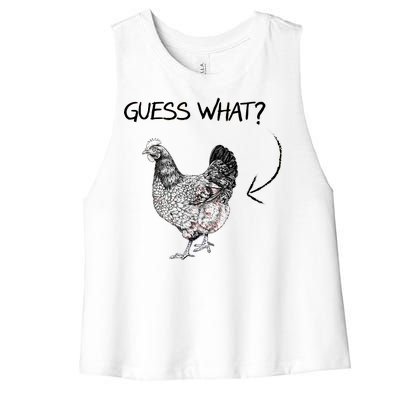 Vintage Guess What Chicken Butt Funny Women's Racerback Cropped Tank