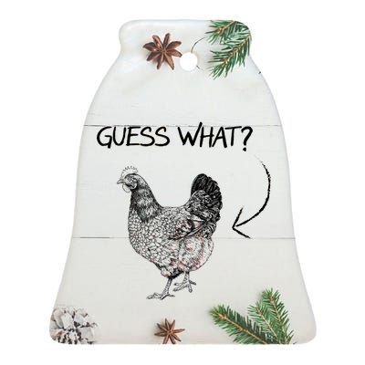 Vintage Guess What Chicken Butt Funny Ceramic Bell Ornament