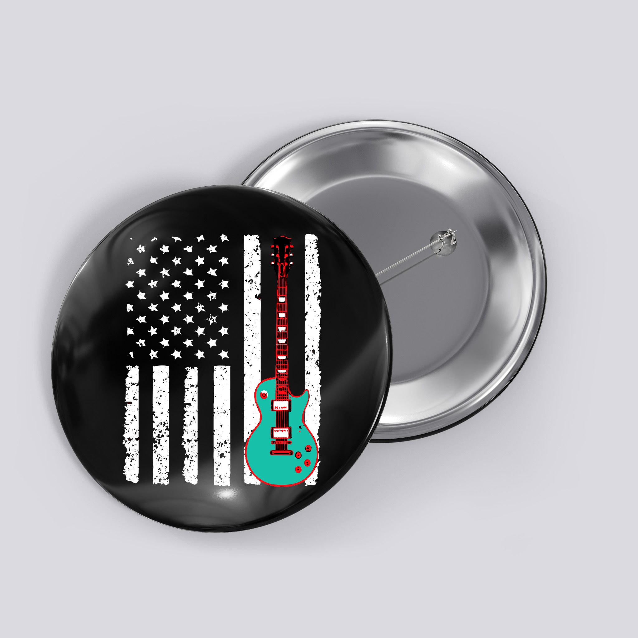 Vintage Guitar American Flag Button