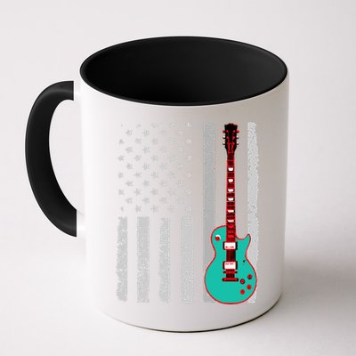 Vintage Guitar American Flag Mug