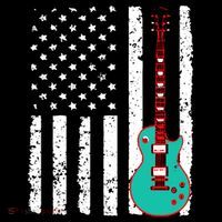 Vintage Guitar American Flag Flatbill Hat
