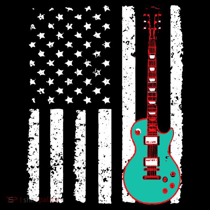 Vintage Guitar American Flag Flatbill Hat