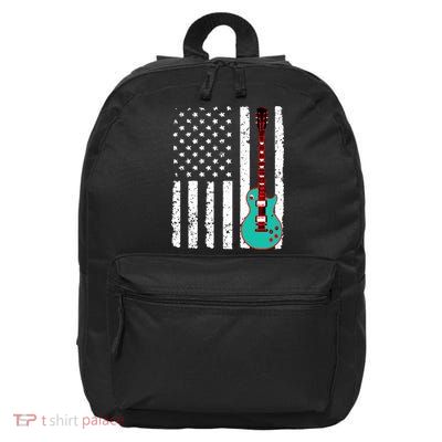 Vintage Guitar American Flag 16 in Basic Backpack