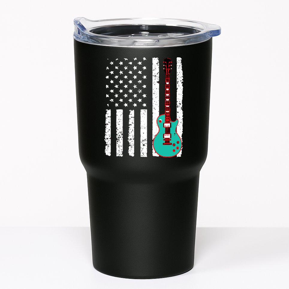 Vintage Guitar American Flag Tumbler