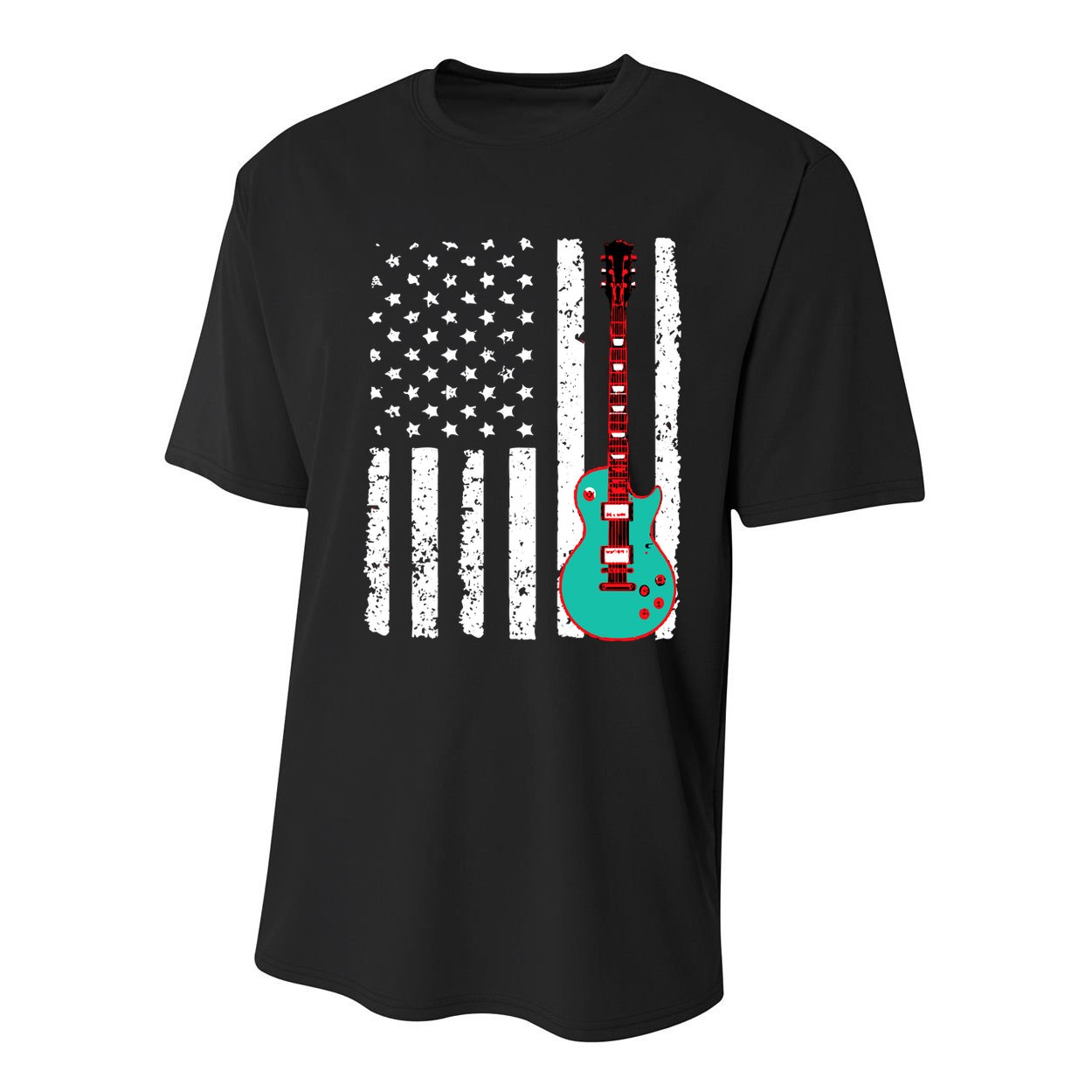 Vintage Guitar American Flag Youth Performance Sprint T-Shirt