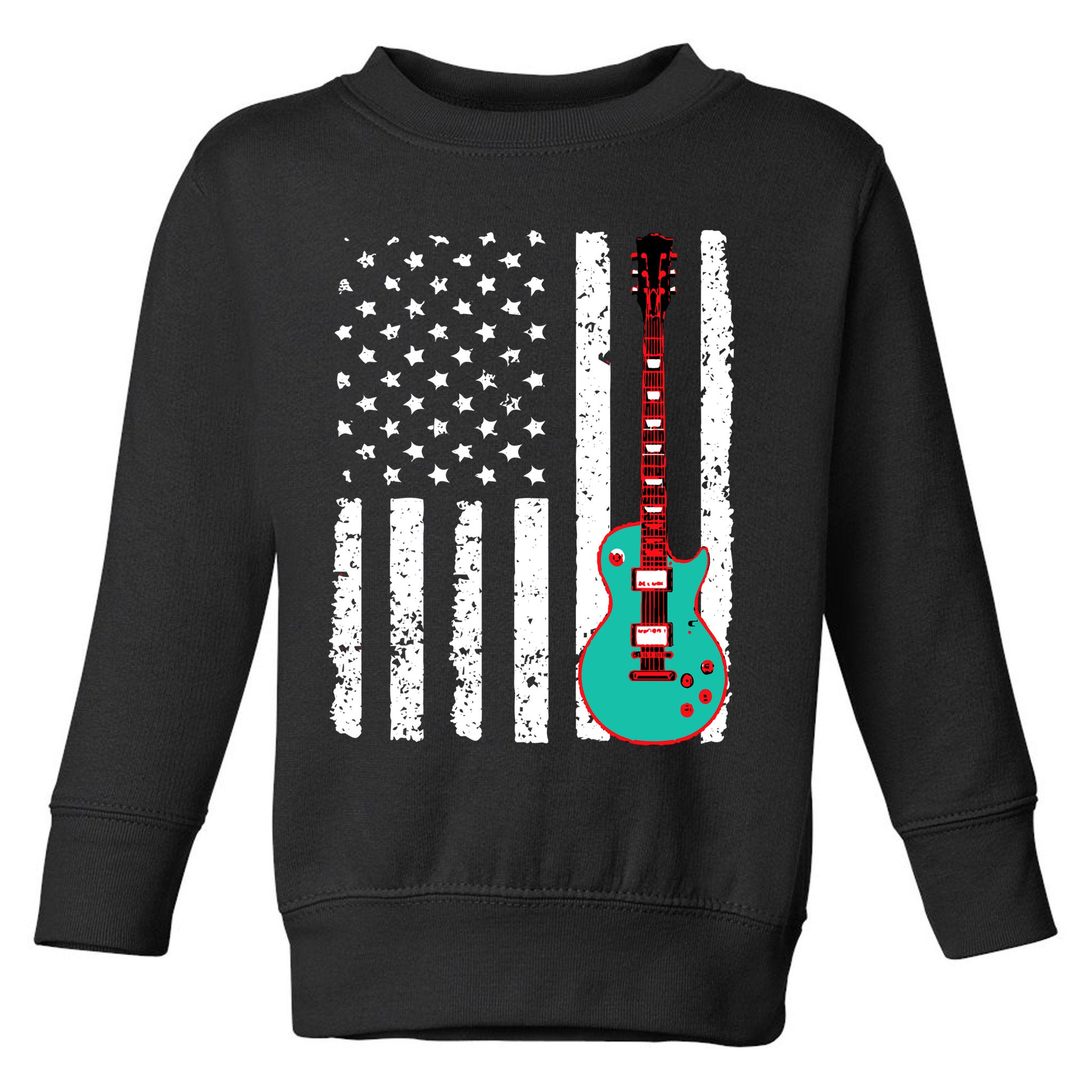 Vintage Guitar American Flag Toddler Sweatshirt