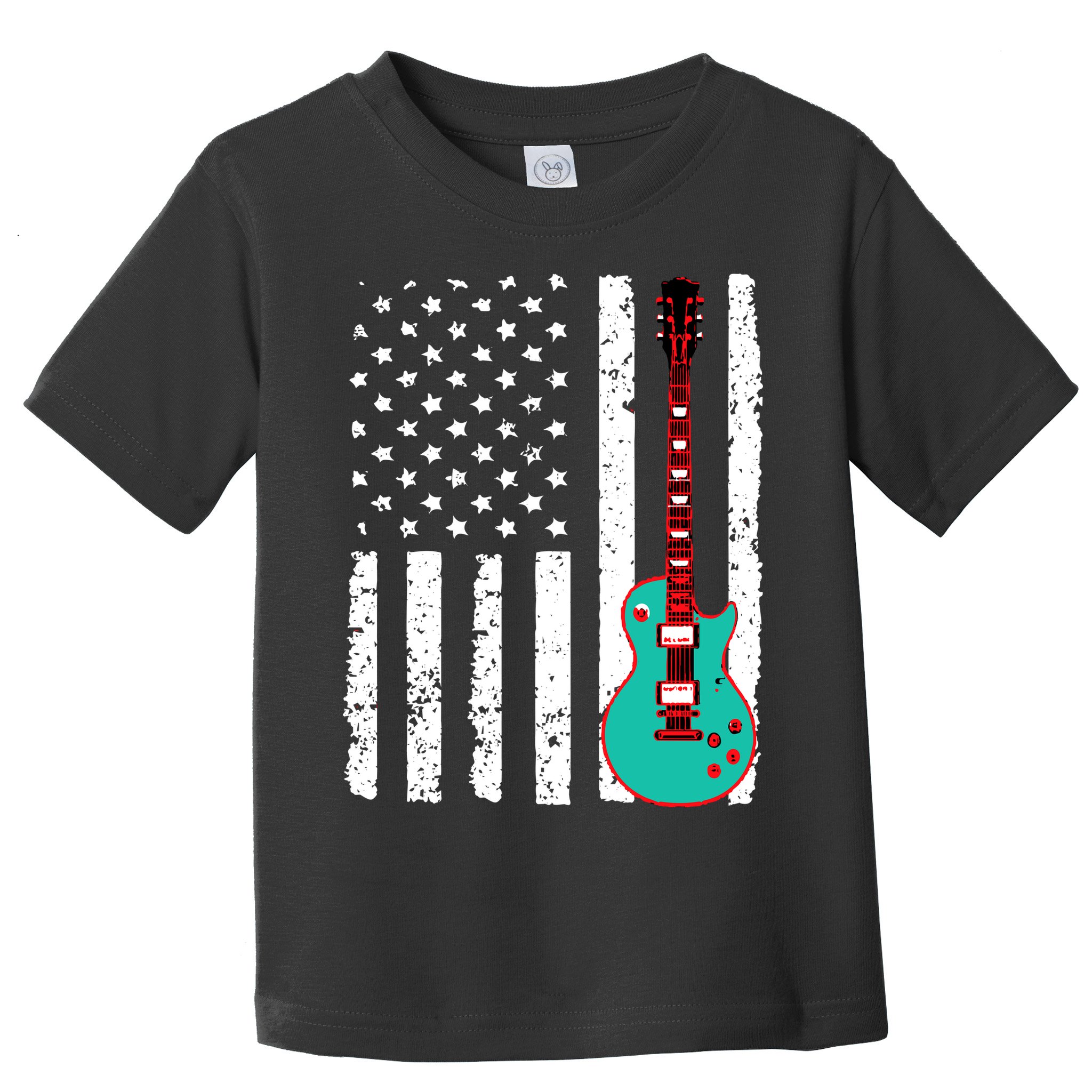 Vintage Guitar American Flag Toddler T-Shirt