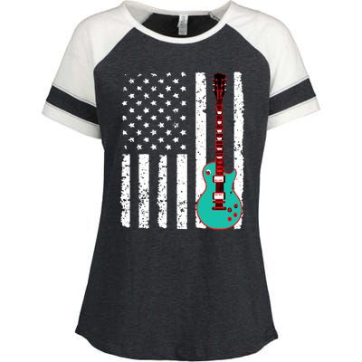 Vintage Guitar American Flag Enza Ladies Jersey Colorblock Tee