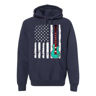 Vintage Guitar American Flag Premium Hoodie